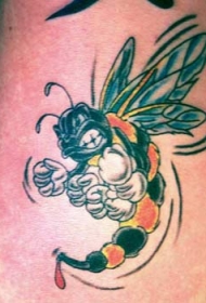 愤怒的卡通蜜蜂纹身图案