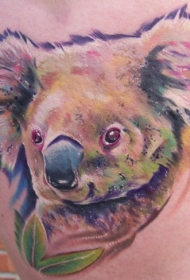 考拉熊与树叶彩色纹身图案