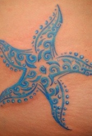 好看的蓝色海星纹身图案