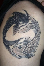 好看的阴阳八卦鱼纹身图案