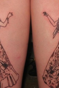 腿部黑色美丽聪明的女人纹身图案