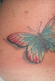 背部彩色漂亮的蝴蝶纹身图案