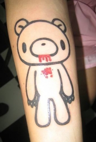 简约的泰迪熊吐血纹身图案
