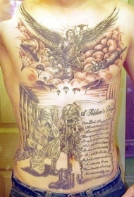 腹部和胸部军队纪念纹身图案