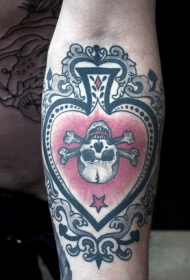 手臂设计漂亮的黑桃符号和骷髅纹身图案