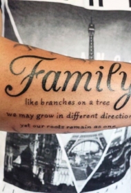 简单的黑色家庭英文字母手臂纹身图案