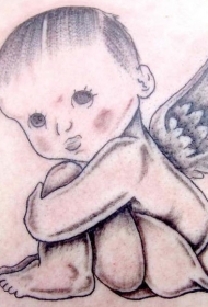可爱的小天使黑色纹身图案