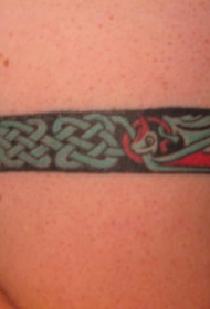 手臂玛雅条纹彩色臂环纹身图案