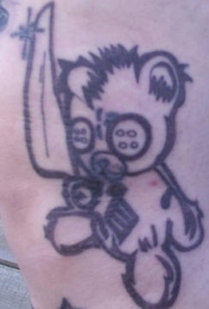 泰迪熊和刀简约纹身图案