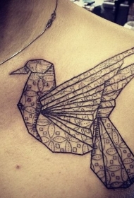 黑色的几何鸽子纹身图案