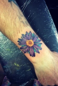 手臂美丽的紫色太阳花纹身图案