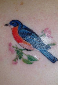 写实逼真的彩色小鸟纹身图案