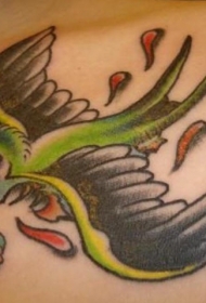 僵尸小鸟与骷髅纹身图案
