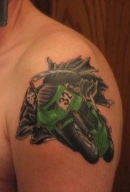 大臂死神骑士摩托车纹身图案