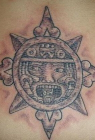 阿兹特克太阳石像纹身图案