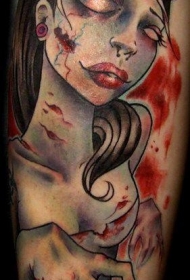 彩绘美女僵尸针血腥纹身图案