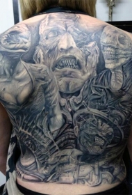 背部精彩的各种可怕怪物纹身图案