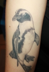 水墨画风格小企鹅纹身图案