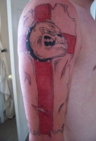 大臂英国斗牛犬彩绘纹身图案