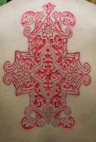 背部割肉花朵图腾纹身图案