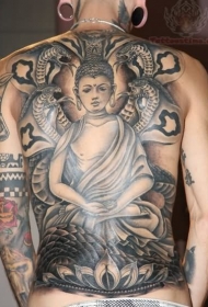 背部伟大的冥想佛陀纹身图案