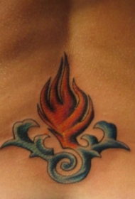 腰部火焰与水的图腾纹身图案