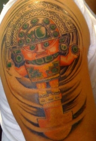 丰富多彩的阿兹特克神像大臂纹身图案