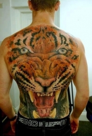满背大老虎头像彩绘纹身图案
