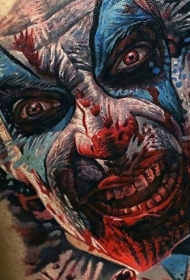 new school彩色的血腥恶魔小丑纹身图案