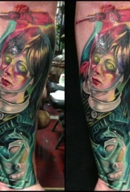 手臂很酷的彩绘邪恶小女孩纹身图案