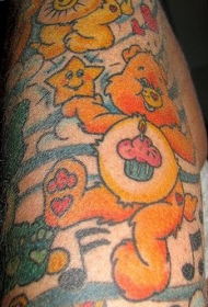 可爱的熊生日派对彩绘手臂纹身图案