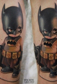 小腿可爱的的婴儿蝙蝠侠彩绘纹身图案