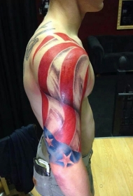 七彩的美国国旗手臂纹身图案