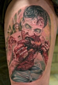 大臂血腥的可怕僵尸彩绘纹身图案