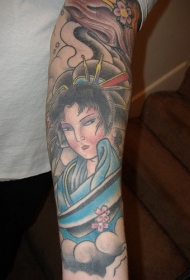 手臂亚洲的艺伎彩绘纹身图案