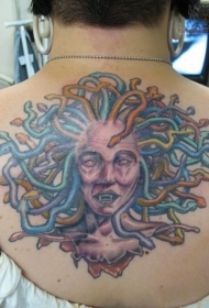 背部可怕的怪物美杜莎纹身图案