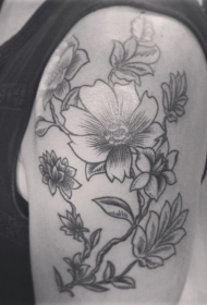 大臂灰色的花卉old school纹身图案