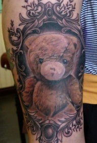 手臂泰迪熊和镜子纹身纹身图案