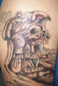 阿兹特克风格的死神骷髅纹身图案