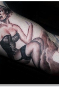old school手臂裸体的性感女孩纹身图案