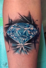 小小的逼真蓝色纯钻石手臂纹身图案