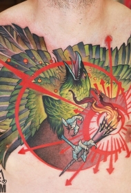 神奇的五彩鸟与幻想火炬纹身图案