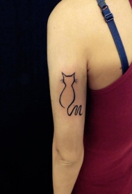 黑色线条的猫剪影手臂纹身图案