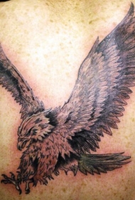 背部攻击性的飞鹰纹身图案