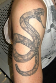 手臂上的黑灰蛇纹身图案