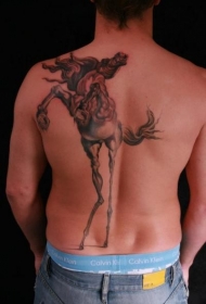 背部彩绘长腿马纹身图案