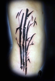侧肋黑色亚洲东方风格的竹子纹身图案