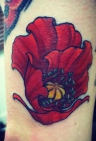 手臂上的血色罂粟花纹身图案