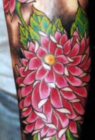 手臂上好看的粉红色花朵纹身图案