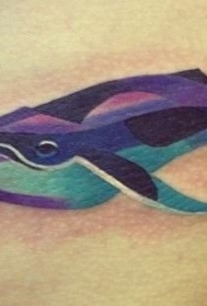 水彩美丽的蓝鲸鱼纹身图案